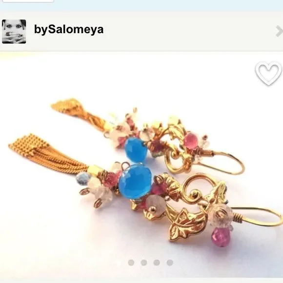 Hand crafted earrings with semi-precious gems - Picture 1 of 4